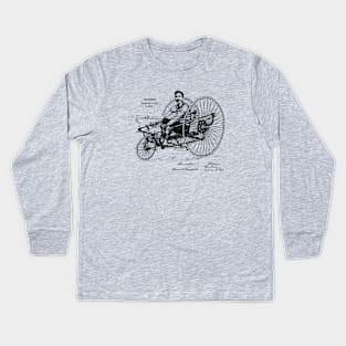 Vintage Velocipede Art 1887 Patent Kids Long Sleeve T-Shirt